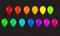 Realistic 3d Colorful Glossy Balloons Flying for Happy Birthday, Royalty Free Stock Photo