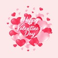 Realistic 3D Colorful Red and White Romantic Valentine Hearts Background Floating with Happy Valentines Day Greetings Royalty Free Stock Photo