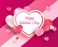 Realistic 3D Colorful Red and White Romantic Valentine Hearts Background Floating with Happy Valentines Day Greetings Royalty Free Stock Photo