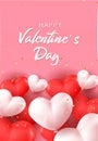 Realistic 3D Colorful Red and White Romantic Valentine Hearts Background Floating with Happy Valentines Day Greetings Royalty Free Stock Photo