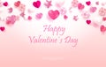 Realistic 3D Colorful Red and White Romantic Valentine Hearts Background Floating with Happy Valentines Day Greetings. Vector Royalty Free Stock Photo