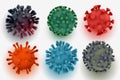 Realistic 3d coronavirus cells collection of six