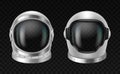 Realistic 3d cosmonaut helmet, space wear element. Protective spacesuits mask for cosmos exploration Royalty Free Stock Photo