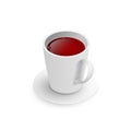 Realistic 3d cup of hot aromatic freshly brewed drink black tea. A teacup isometric view isolated on white background. Vector Royalty Free Stock Photo