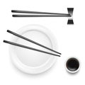 Realistic 3d Detailed Asian Food Chopsticks Set. Vector Royalty Free Stock Photo