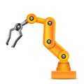 Realistic 3d Detailed Automated Yellow Robotic Hand Arm Machinery. Vector