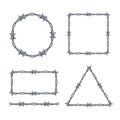 Realistic 3d Detailed Barbed Wire Frames Set. Vector Royalty Free Stock Photo