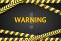 Realistic 3d Detailed Black and Yellow Line Striped Warning Concept Banner Card Background. Vector Royalty Free Stock Photo