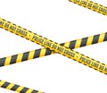 Realistic 3d Detailed Black and Yellow Striped Line Tape Set. Vector