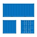 Realistic 3d Detailed Blue Cargo Container Set. Vector