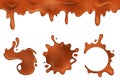 Realistic 3d Detailed Brown Chocolate Blots Set. Vector