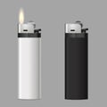 Realistic 3d Detailed Burning Lighters Set. Vector