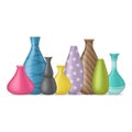 Realistic 3d Detailed Ceramic Vase Color Row Set. Vector Royalty Free Stock Photo