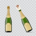 Realistic 3d Detailed Champagne Explosion Set. Vector Royalty Free Stock Photo