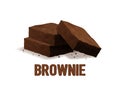 Realistic 3d Detailed Chocolate Brownies Concept Banner Card Background. Vector Royalty Free Stock Photo