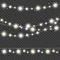 Realistic 3d Detailed Christmas Lights Strings Set. Vector