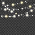 Realistic 3d Detailed Christmas Lights Strings. Vector