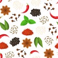 Realistic 3d Detailed Classic Spices Seamless Pattern Background. Vector