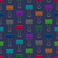 Realistic 3d Detailed Color Binder Clip Seamless Pattern Background. Vector Royalty Free Stock Photo