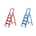 Realistic 3d Detailed Color Step Ladder Set. Vector