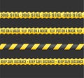 Realistic 3d Detailed Covid Safe Line Tape Striped Set. Vector
