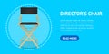 Realistic 3d Detailed Director Cinema Chair Card. Vector