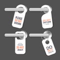 Realistic 3d Detailed Do Not Disturb Sign and Door Handle Set. Vector Royalty Free Stock Photo