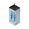 Realistic 3d Detailed Elevator or Lift with Women Inside. Vector