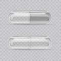 Realistic 3d Detailed Empty Pill Capsules Set. Vector