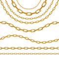 Realistic 3d Detailed Golden Chain Set. Vector Royalty Free Stock Photo