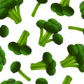 Realistic 3d Detailed Green Fresh Broccoli Seamless Pattern Background. Vector