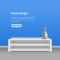 Realistic 3d Detailed Interior with Furniture Card Ad . Vector