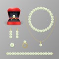 Realistic 3d Detailed Jewelry Items with Pearl Set. Vector