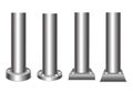 Realistic 3d Detailed Metal Pole Pillars Set. Vector