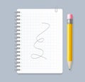Realistic 3d Detailed Notebook Lined Spiral and Pencil. Vector Royalty Free Stock Photo