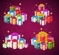 Realistic 3d Detailed Present Boxes Piles Set. Vector Royalty Free Stock Photo