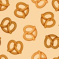 Realistic 3d Detailed Pretzel Traditional Bread Snack Seamless Pattern Background. Vector