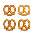 Realistic 3d Detailed Pretzel Traditional Bread Snack Set. Vector Royalty Free Stock Photo