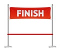 Realistic 3d Detailed Red Ribbon in Finishing Line. Vector