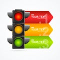 Realistic 3d Detailed Road Traffic Light Banner Card. Vector