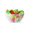 Realistic 3d Detailed Salad Fresh Vegetables in Transparent Glass Dish. Vector Royalty Free Stock Photo