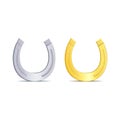 Realistic 3d Detailed Shiny Gold and Silver Horseshoe. Vector