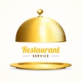 Realistic 3d Detailed Shiny Golden Restaurant Cloche. Vector