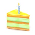 Realistic 3d Detailed Slice Birthday Cake. Vector Royalty Free Stock Photo