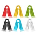 Realistic 3d Detailed Soft Color Scarf Set. Vector Royalty Free Stock Photo