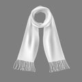 Realistic 3d Detailed Soft White Scarf. Vector Royalty Free Stock Photo