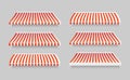 Realistic 3d Detailed Striped Awning Set. Vector