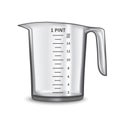 Realistic 3d Detailed Transparent Glass or Plastic Empty Measuring Cup. Vector