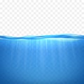 Realistic 3d Detailed Transparent Underwater Background. Vector