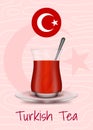 Realistic 3d Detailed Turkish Tea Cup Card. Vector Royalty Free Stock Photo